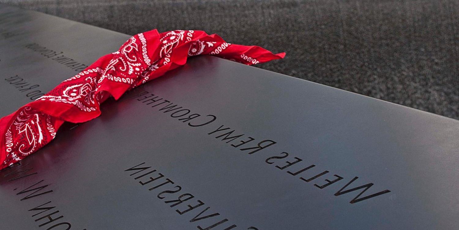 Red bandanna at the 9-11 memorial