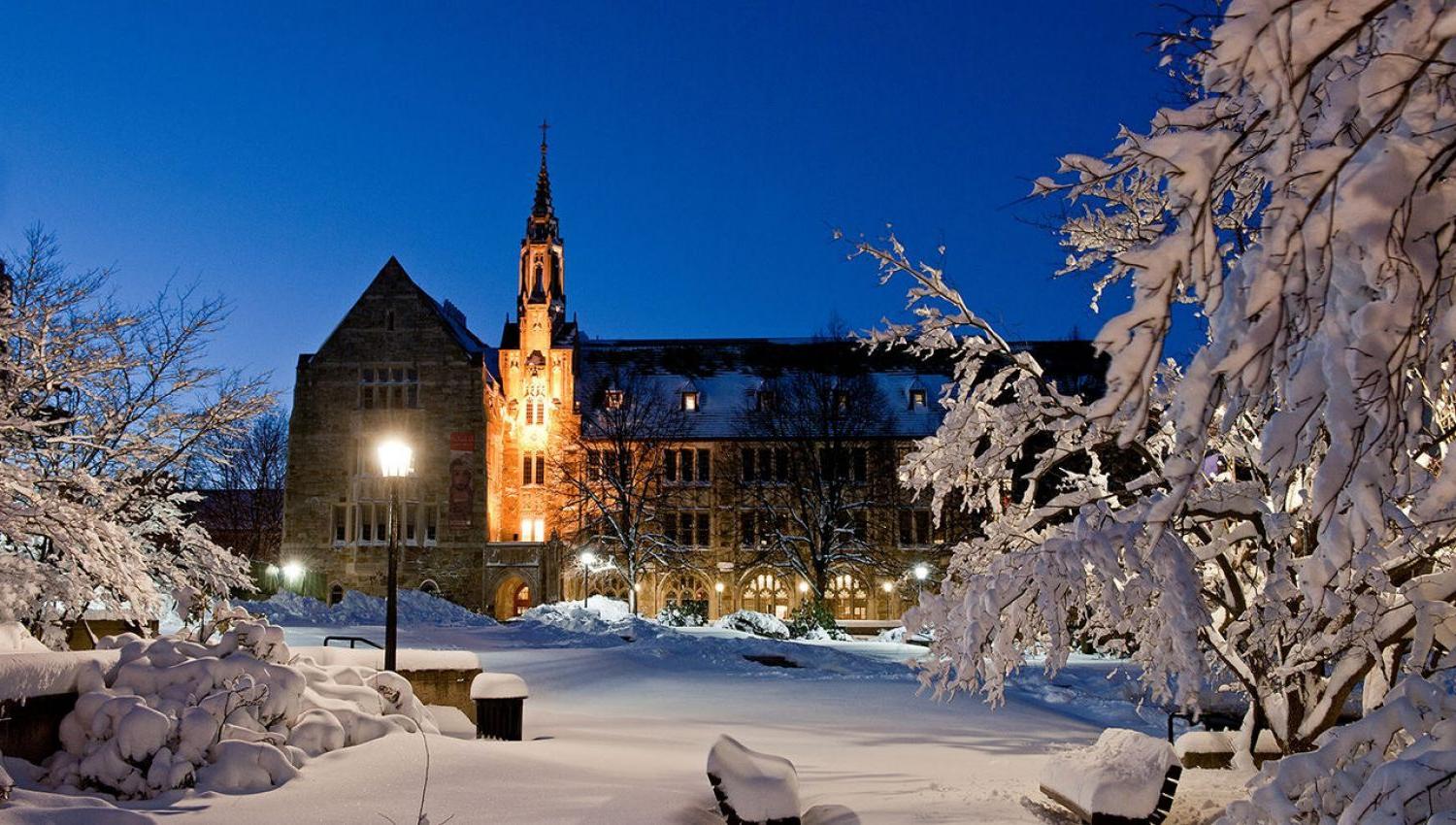 Devlin Hall in the snow