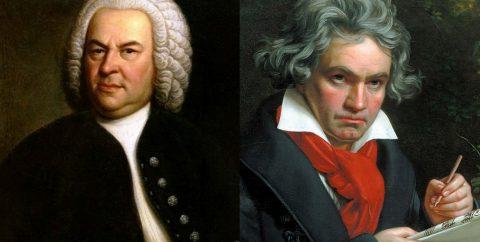 Portraits of Beethovena and Bach