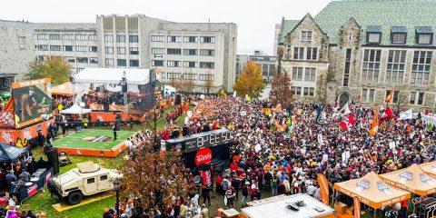 Aerial view of ESPN College GameDay crowd at BC