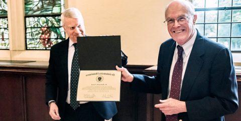 Professor Tresch with a citation from the Commonwealth of Massachusetts